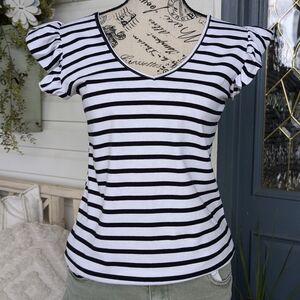 Striped Black and White Women's Top